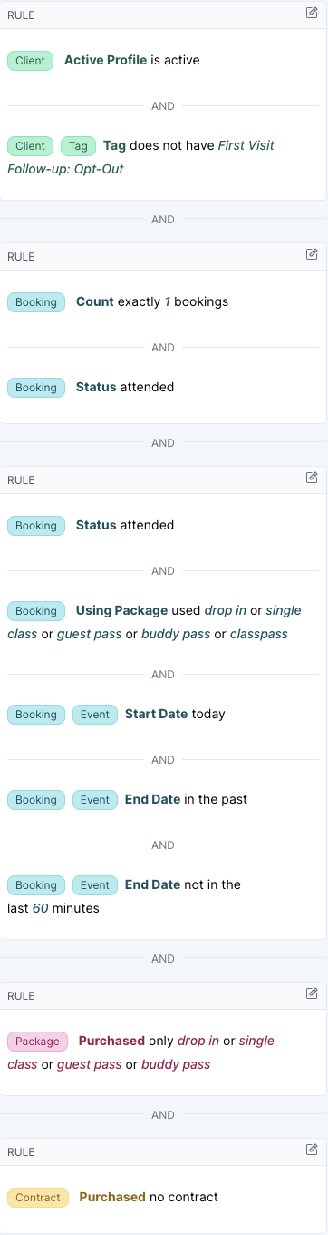 Example First Visit Follow up - Upsell Drop-In to Intro Offer Screen Shot
