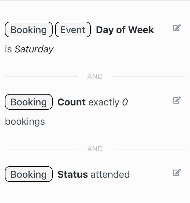 Event Day of Week + Booking Count + Booking Status