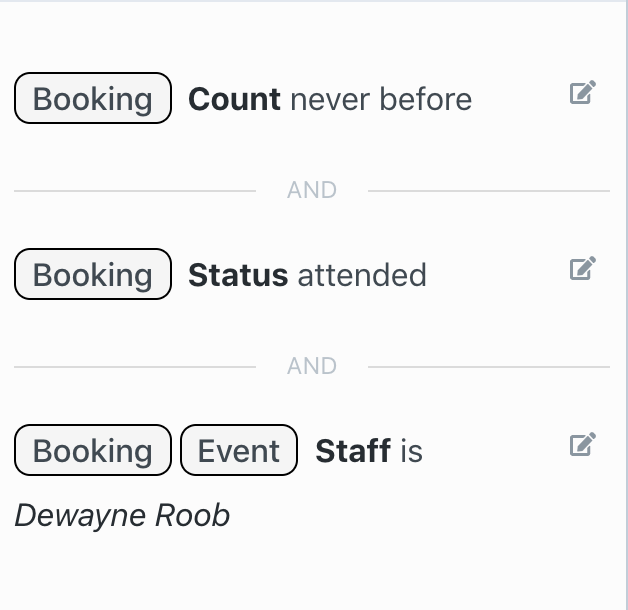 Booking Count + Booking Status + Event Staff